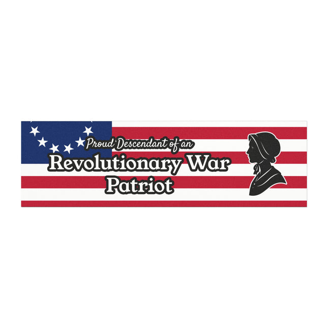 Proud Descendant of Revolutionary War Female Patriot Silhouette Car Magnet Genealogy Gift