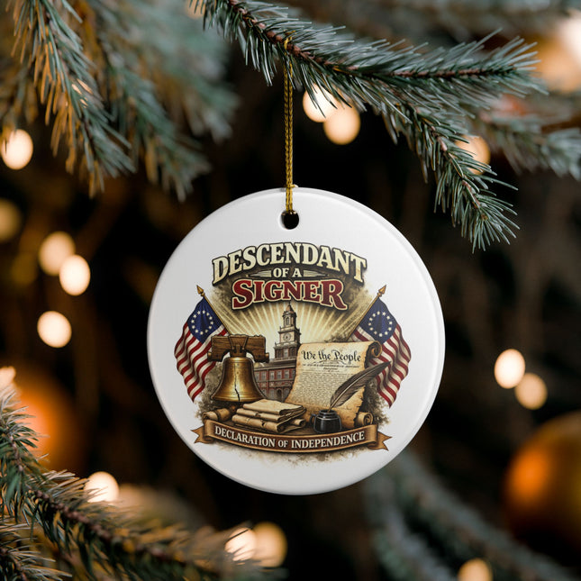 "Descendant of a Signer" Declaration of Independence Christmas Ornament Genealogy Gift