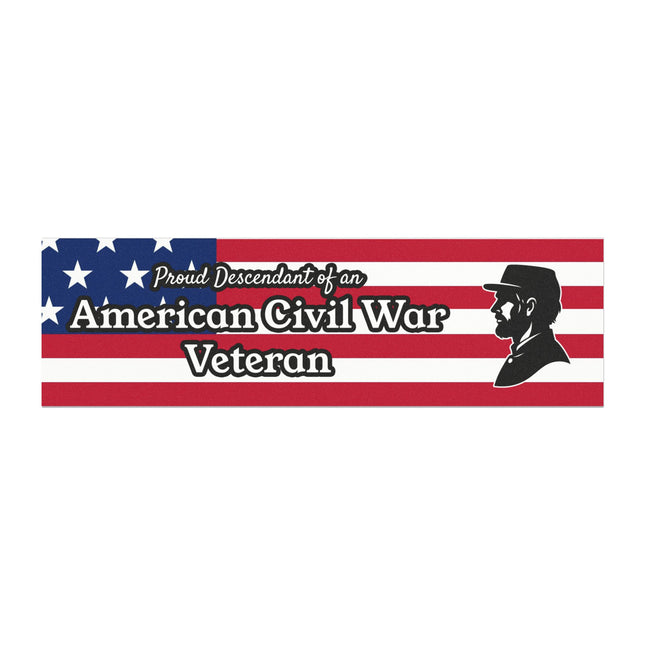 "Proud Descendant of Civil War Veteran" with Soldier Silhouette & American Flag Genealogy Gift