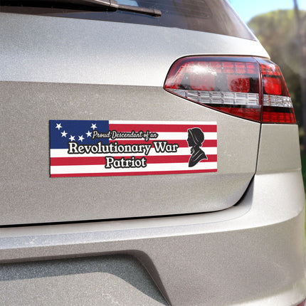 Proud Descendant of Revolutionary War Female Patriot Silhouette Car Magnet Genealogy Gift