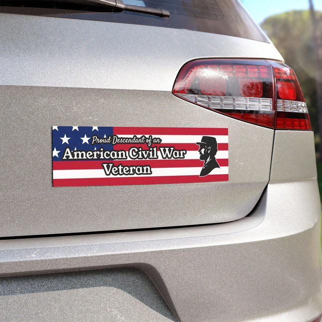 "Proud Descendant of Civil War Veteran" with Soldier Silhouette & American Flag Genealogy Gift
