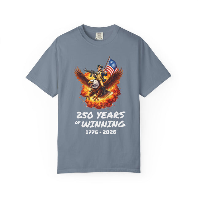 America 250 Years of Winning 1776–2026 George Washington Patriotic Eagle & Flag T-Shirt