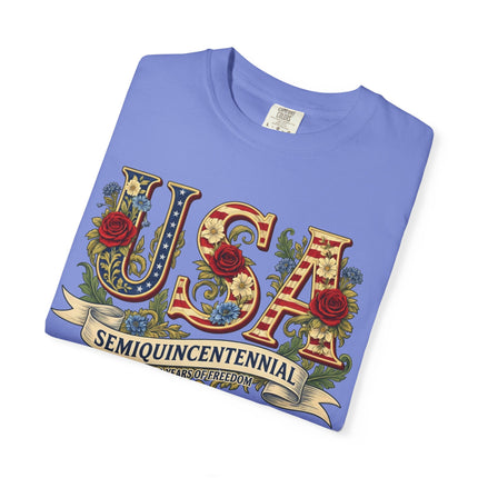 America 250 Semiquincentennial USA Floral Roses T-Shirt