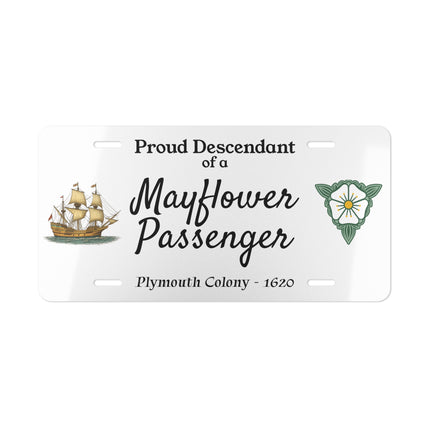 Proud Descendant of Mayflower Passenger Vanity License Plate Genealogy Gift