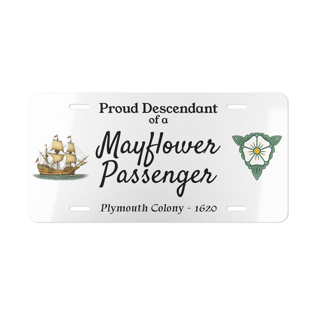 Proud Descendant of Mayflower Passenger Vanity License Plate Genealogy Gift