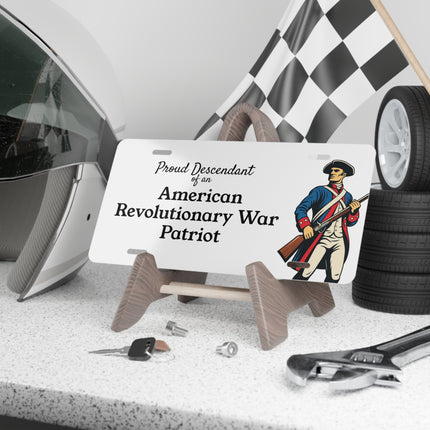 Proud Descendant of American Revolutionary War Patriot Vanity License Plate Genealogy Gift