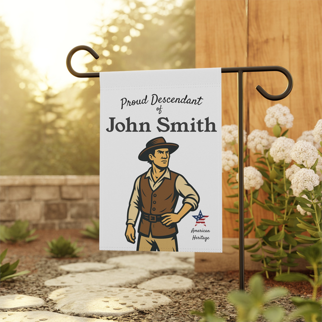 Personalized Proud Descendant of American Settler/Pioneer Ancestor Garden Flag