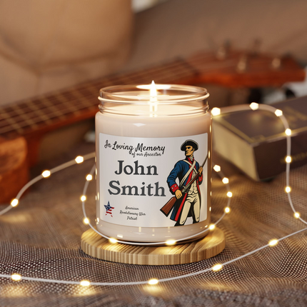 Personalized In Loving Memory of American Patriot Ancestor 9oz Candle Genealogy Gift