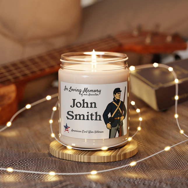 Personalized In Loving Memory of American Civil War Veteran 9oz Candle Genealogy Gift