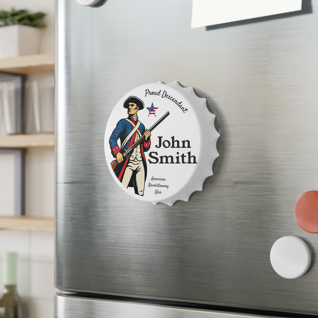Personalized Descendant of Revolutionary War Patriot Magnetic Bottle Opener