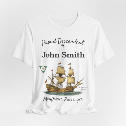 Personalized Proud Descendant of Mayflower Passenger Short Sleeve T-Shirt