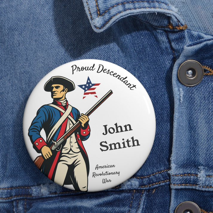 Personalized Revolutionary War Descendant Pin | Genealogy Button ...